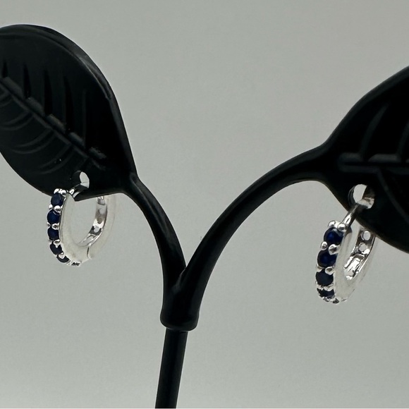 Jewelry - New Sterling silver Sapphire CZ huggies
